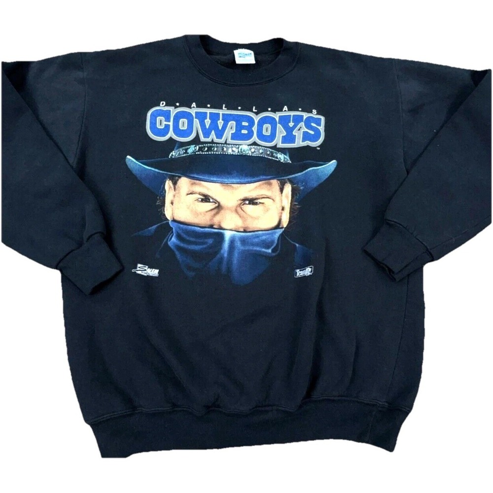 Vintage Dallas Cowboys Sweatshirt Men Large Black Crewneck Bandit Big‎ Print 90s